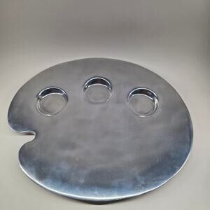 Lunares Artist Palette Tray Silver Alloy Serving Platter 13 x 11 Missing Cups